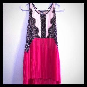 Hot pink tunic mini dress